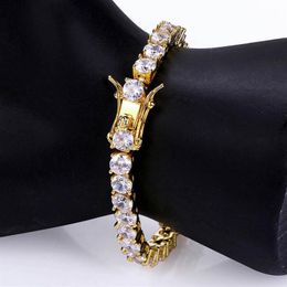 Hip Hop Tennis Armbanden bling Moissanite Diamond Bling 18K Real Gold Compated Men Women Sieraden 4 mm 5mm 6mm299t