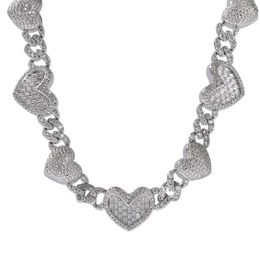 Cadena de tenis de Hip Hop, collar de pareja amante de Eslabones cubanos con piedra de diamante completo y corazón