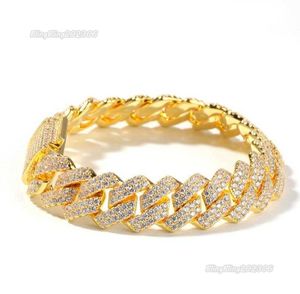 Hip Hop Tennis Miami Curb Cuban Link Chain Bracciali Personalità Può aprire Lock Men Bling CZ Rapper5034125