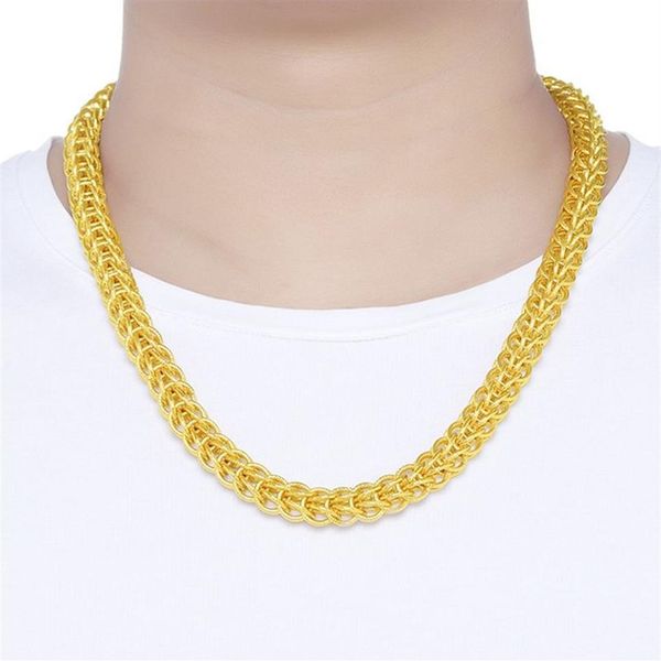 Hip Hop chaîne épaisse 18 carats or jaune rempli Cool hommes collier chaîne lourde cadeau gros bijoux 60 cm Long216k