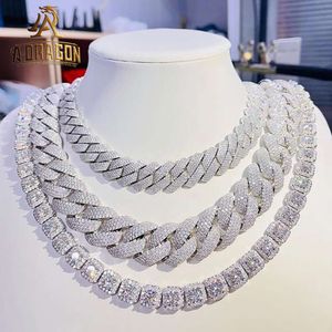 Hip Hop Dikke VVS Moissanite Cuban Link Chain Custom Iced Out 925 Silver Baguette Diamonds Bracelet Fine Jewelry ketting