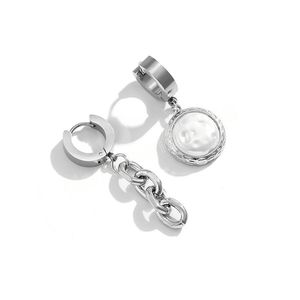 Boucles d'oreilles Hip Hop en acier titane pour femmes/hommes, longue chaîne, pompon, perles simulées, goutte d'eau, bijoux