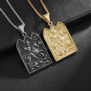 Hiphop titanium staal George The Dragon Slayer hanger ketting 18K echt vergulde herensieraden