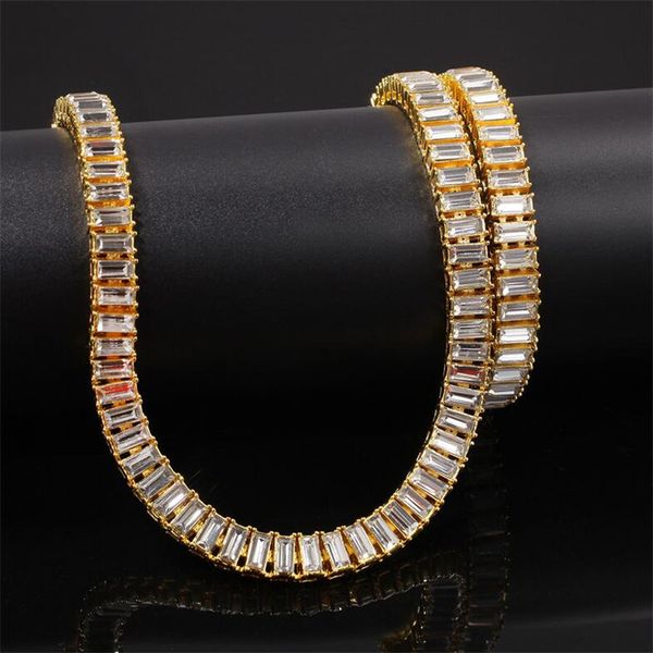 Hip Hop Top vente femmes bijoux de mode 18K or remplissage simple rangée T princesse coupe autrichien strass cristal diamant fête mâle hommes collier pour cadeau des amoureux