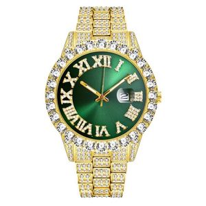 Hip Hop tendance or 18 carats diamant montre pour hommes haut glacé étanche Quartz Reloj Hombre montres-bracelets 2685