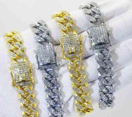 Bracelet de diamant de chaîne cubaine à fond plat Hip Hop Bracelet Men039 et femmes 039
