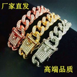 Hiphop trendsetter CUBAN CHAIN diamanten armband 13 mm vol diamanten hiphop voor heren en dames verguld