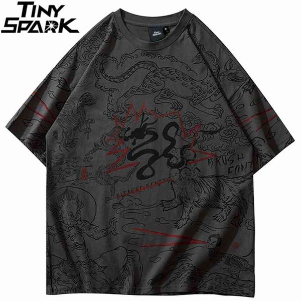 Hip Hop Tshirt Streetwear Ancient China Myth Graffiti T-Shirt Hommes Harajuku Coton T-shirt D'été À Manches Courtes Tops Tees 210726