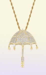 Hip Hop Umbrella Zircon Pendant Collier pour hommes en alliage d'or et en alliage d'or Luxury Chain de mode cubaine Jewelr292G6247577