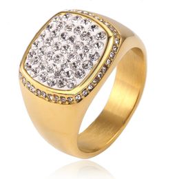 Hip Hop US 8 a 13 Ring de tamaño All Haded Micro Pave Cz Cz Rings Menores Men Gold Gold For Love Gift9241586