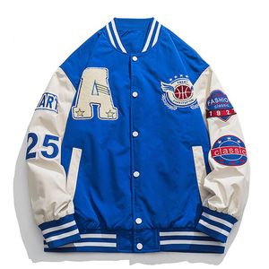 Hip Hop Varsity Baseball Jackets Heren Vintage Harajuku Letter Borduurwerk Patchwork Coats Oversized Casual Bomber Jacket unisex