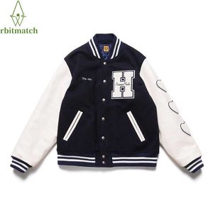 Hip Hop Varsity Jacket Mens Furry letras Bordado Color Bloque College College Chaquetas Para Mujer Harajuku Baseball Abrigos Unisex 210924