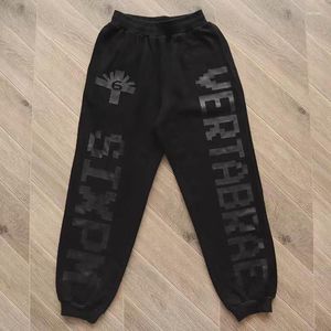 Hip Hop Vertabrae Pantalon de survêtement surdimensionné des joggers à cordon en abricot bleu vert noir