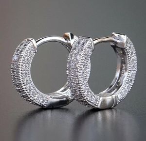 Hip Hop Joya Vintage Jewelry Ear Ear 925 Sterling Silver Pave White Sapphire CZ Diamond Gemstones Party Fine Women Wedding Clip Earrin5418957