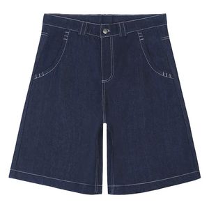 Hip Hop Vintage Solid Color Denim Shorts Letter Gedrukt Losse streetwear jeans shorts voor mannelijk 240513