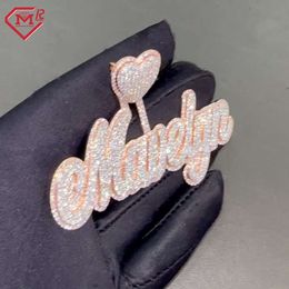 Hip Hop VVS chaîne de diamant glacé lettre nom personnalisé Moissanite pendentif pour hommes