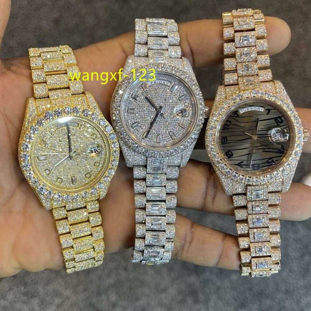 Hip Hop VVS Moissanite Bussdown Mens Iced Out Branded Watch Honeycomb Seting Watch