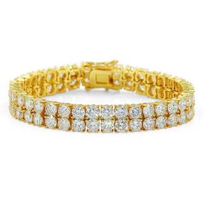 Hip Hop White Zirkon bling dubbele lagen Tennis Bracelet 18K Real Gold Compated Women Bangle249c