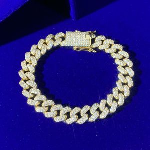 Hip Hop gros personnalisé Ice Out 925 argent hommes plaqué or 18 carats Miami Cz diamant chaîne à maillons cubains Bracelet