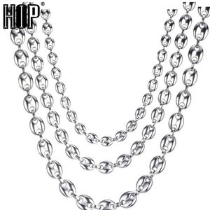 Largeur hip hop 7 mm 9 mm 11 mm en argent en acier inoxydable or argenté grains de café chaîne de chaîne de liaison pour hommes pour hommes bijoux296g