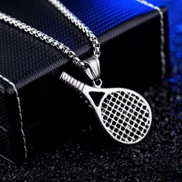 Hip Hop Wolf Tide Tide Tennis Racket Hanger Ketting voor mannen en vrouwen Sportfan Fashion sieraden met titanium roestvrijstalen keten Accessoires Bijoux Groothandel