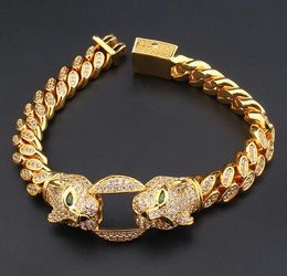 Hip HopNouveau conçu de mode luxueux collier de guépard femmes hommes chaîne épaisse bracelet punk bracelet or plein de diamants boucle d'oreille mode charme bijoux de créateur