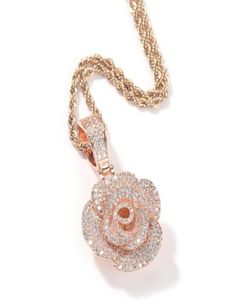 Hip hopDriedimensionale Rose Hanger kettingen voor mannen vrouwen luxe designer heren bling diamanten gouden ketting ketting sieraden liefde 5667601