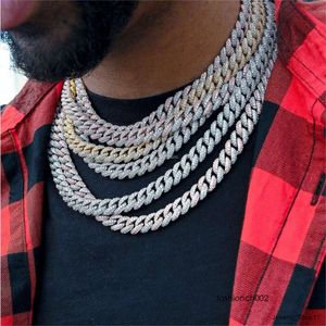 Hip Jewelry Men's Sterling Sier 10mm CZ Goud gevulde linkarmband Set Iced Miami Cuban Chain Necklace
