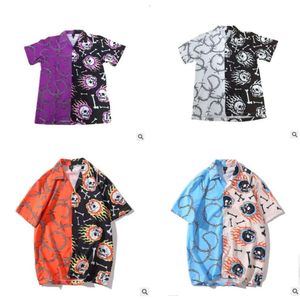 Chemises Hip Mens Hop Streetwea Hawaiian Fire Skull Skull HARUKU Beach Shirt Summer Tops Courte