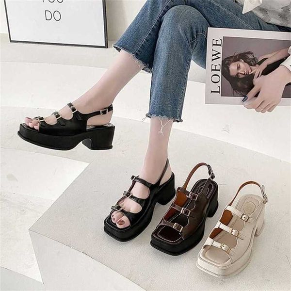 Hip Roman Sandals Platform Cendages Womens Spring Summer Sole Talon Open Toe Open Casual Backle Flip Flop Sandles Talons 240228