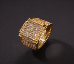 Hippéhip 18K Anneaux de diamant en or jaune en or jaune pour hommes ACCESSOIRES DE HIP HOP HIP HOP QUALIT