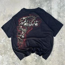 HIPHOP 2024 Streetwear Skull Graphic T Shirts Y2K Tops Print Oversized T -shirt Gothic Koreaanse Harajuku Goth Men kleding 240513