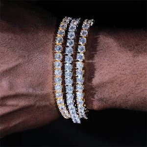 Hiphop – Bracelet de Tennis en Zircon pour hommes et femmes, 3/4/5mm, Style Punk, perles en diamant, chaîne glacée, Bijoux