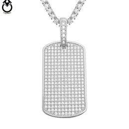 Hiphop – collier de luxe en argent Sterling 925, pendentif en chaîne moissanite, diamant glacé, pendentif rectangulaire pour la fabrication de colliers