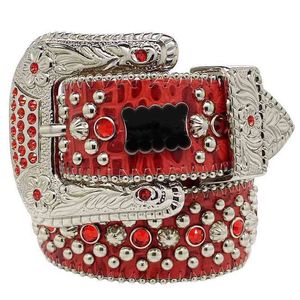 HIPHOP BB BELTEN DIAMAND VROUWEN LEDERDE Designer riem Rood Zwart Grote Buckle Vintage Letters Ceinture Homme uitvoeren Bling Accessories Leather Mens Luxury Belt