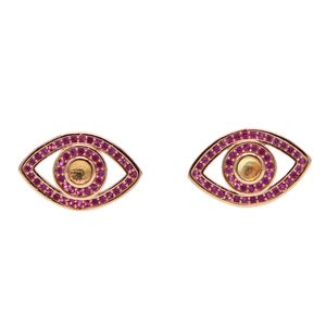 Pendientes de tuerca de ojos turcos de marca Hiphop para mujer, mal de ojo, oro rosa, elegante, diamantes de imitación de alta calidad, joyería de estilo bonito