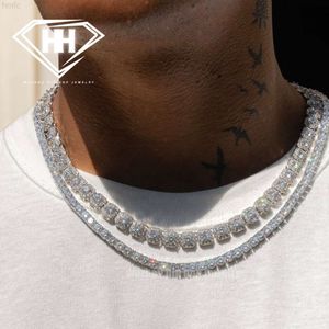 Hiphop Chain Cluster Tennisketting 10mm S925 Sterling Zilver Wit Verguld Iced Out Moissanite Diamond Tennisketting