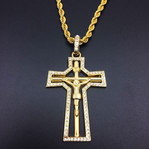 Hiphop Cross Diamond Jezus Hanger Ketting Voor Mannen Vintage Gothic Cross Hanger Ketting Lucifer Sieraden Christian Groothandel