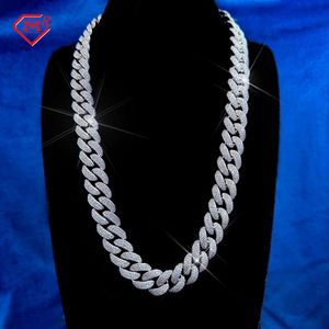 Collier de chaîne cubaine hiphop 14 mm Iced Out 925 Silver Silver Real Gold plaqué VVS MISSANITE CUBAN CUBAN LINK