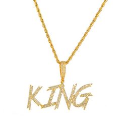 HipHop – collier avec pendentif en forme de brosse solide pour hommes, avec chaîne en corde de 24 pouces, en or, argent, zircone scintillante, bijoux 231W, personnalisé