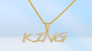 HIPHOP Nom personnalisé Soild Brush Letters de police Collier pendentif avec chaîne de corde de 24 pouces Gol