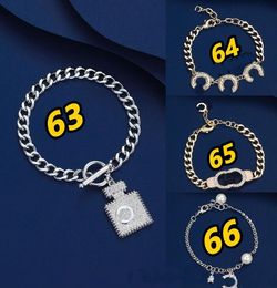 Hiphop Dubbele letter Dikke ChainBracelet Vrouwelijke Parel Bezaaid Diamanten Armbanden voor Vrouwen Punk Sieraden Mode-sieraden Doos + Geschenktasje