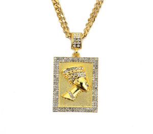 Hiphop Egyptische farao ketting goud kleur hanger square card roestvrij staal Cubaans ketting cadeau voor menwomen Ethiopische sieraden T2142386