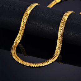 Hiphop pour hommes Collier Hip Hop 8MM 14k or jaune bordure longue chaîne colliers bijoux pour hommes Colar Collier
