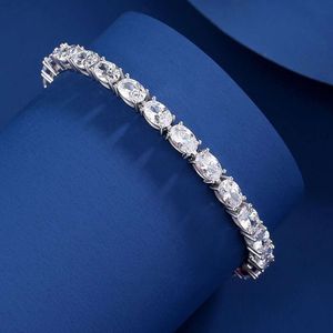 Hiphop volledig ovaal geslepen cz diamant luxe 925 sterling zilveren ketting tennisarmbanden voor dames heren