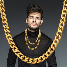 Hiphop gouden ketting voor mannen 14k goud stoeprand Cubaanse linkketting kettingen mannelijke goudkleur hiphopketens rapper sieraden
