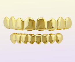 HIPHOP Grill JewelryClassic Glad Goud Goud Sier Rose Tanden Grillz Topbodem Faux Dental Tooth Braces Grills Men Lady Hip Hop 2336869