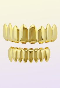 Hiphop Grill JewelryClassic Gold Gold Sier Rose plaqué dents grillz inférieur Top Faux Dental Tooth Braces Grills Men Lady Hip Hop 1189202