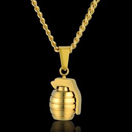 Hiphop Hand Grenades bombes collier pendent soldat ami cadeau mâle 14k colliers militaires pour hommes bijoux