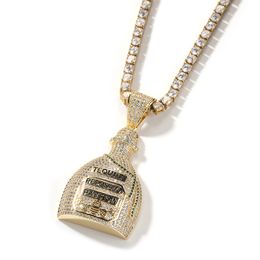 Hiphop Iced Out CZ Bottle Pendant Collier Tide Collier Copper Inlaid Vermiculite Collier